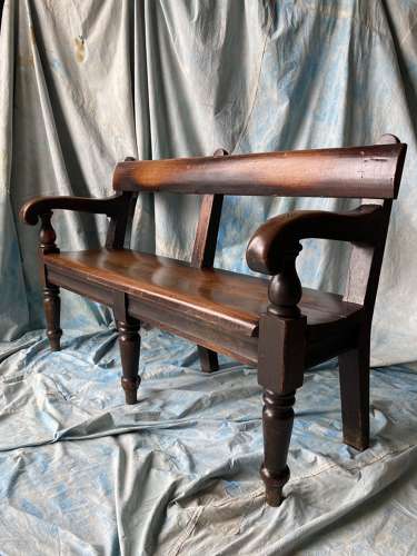 A stunning 19th century pitch pine railway station waiting room bench