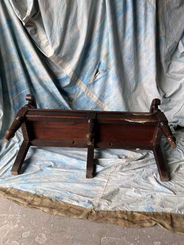 A stunning 19th century pitch pine railway station waiting room bench