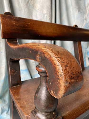 A stunning 19th century pitch pine railway station waiting room bench