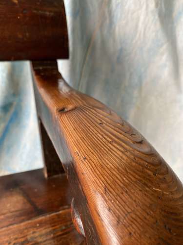 A stunning 19th century pitch pine railway station waiting room bench