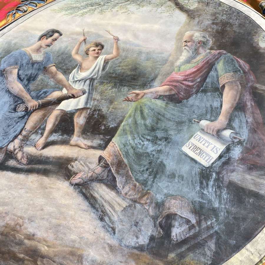 Antique Hand Painted Oddfellows / Masonic Silk Banner By G. Tutill