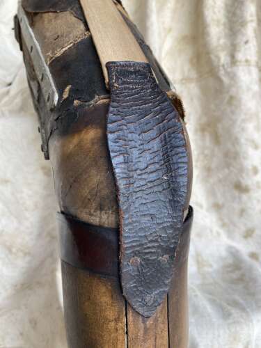 A rare antique Victorian wooden prosthetic leg by Sillis of London