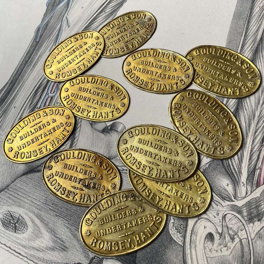 Edwardian gilt metal funeral undertaker&rsquo;s coffin plaque