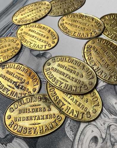Edwardian gilt metal funeral undertaker’s coffin plaque
