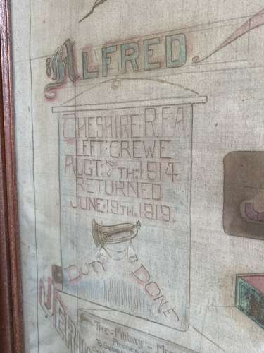 A historically important antique WW1 Roll Of Honour painting on cotton