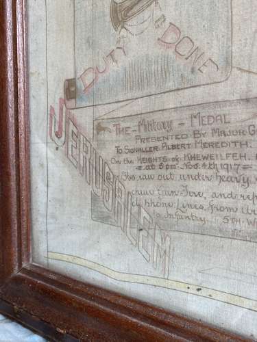 A historically important antique WW1 Roll Of Honour painting on cotton