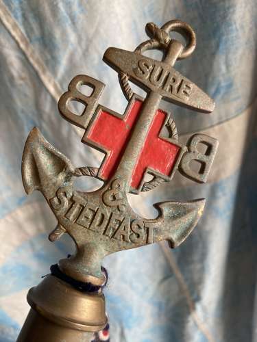 A rare 1950s vintage Boys Brigade banner on pole