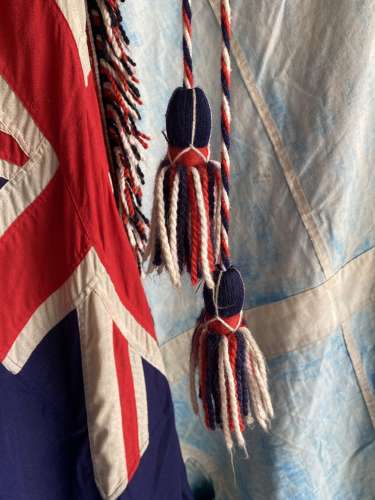 A rare 1950s vintage Boys Brigade banner on pole