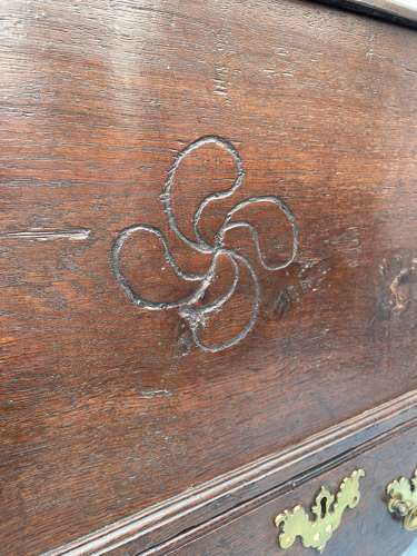 An 18th century Georgian antique oak sword chest with keys