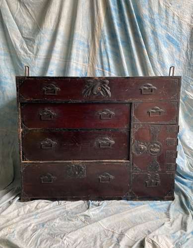 A Japanese Meiji era Sendai-dansu tansu chest, circa 1870