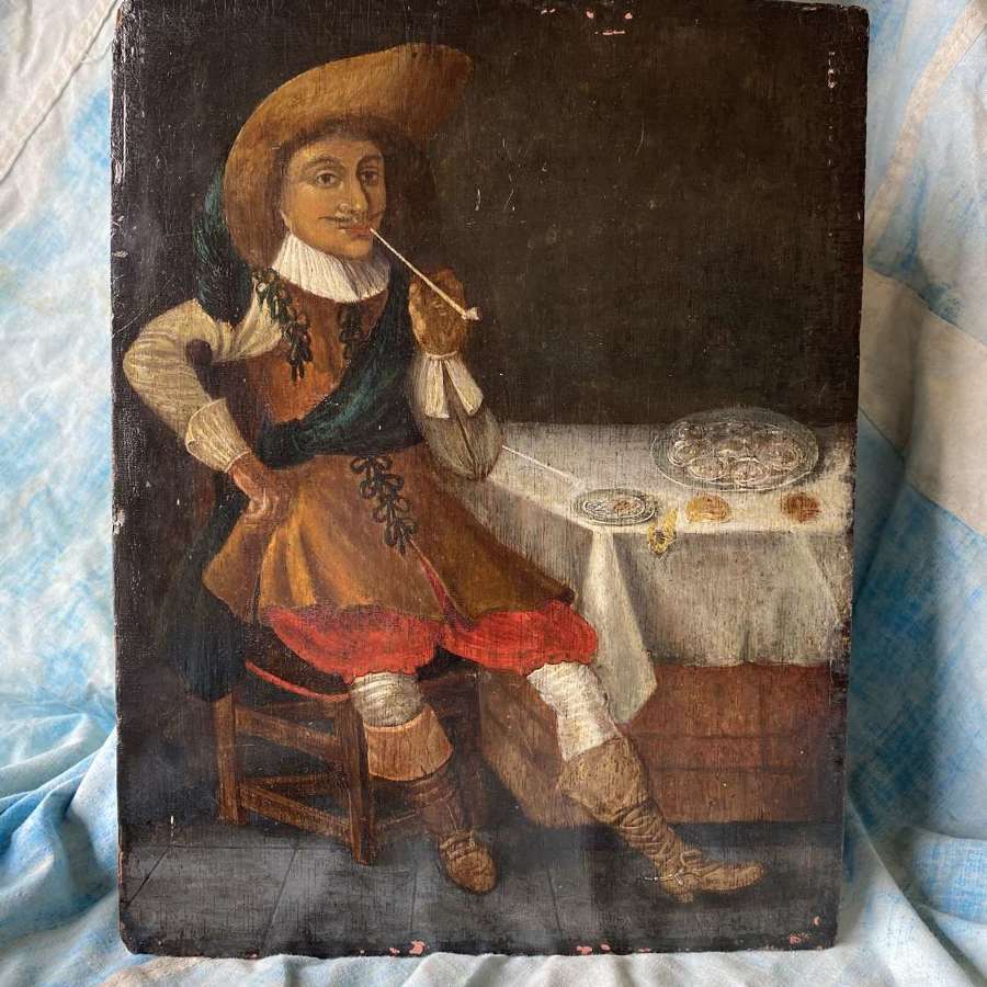 A late 18th century Dutch oil painting on oak panel - tavern scene