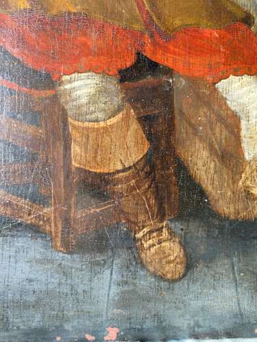 A late 18th century Dutch oil painting on oak panel - tavern scene