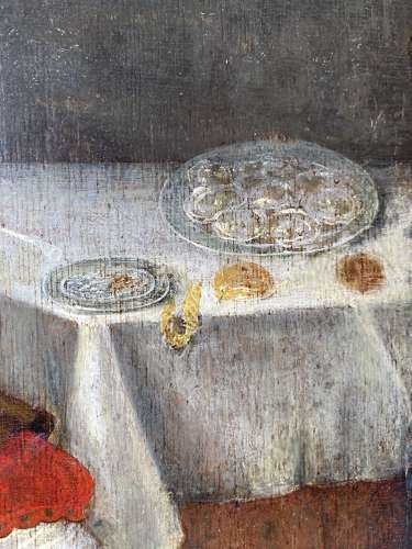 A late 18th century Dutch oil painting on oak panel - tavern scene