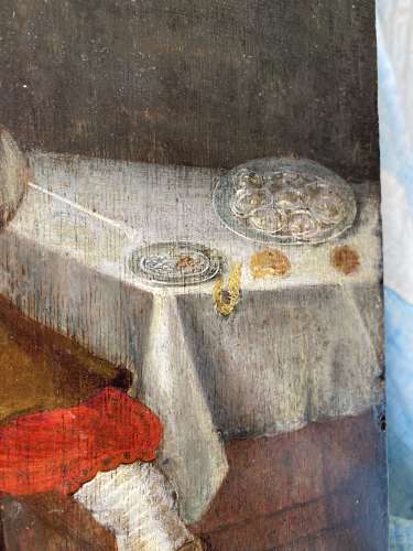 A late 18th century Dutch oil painting on oak panel - tavern scene