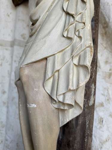 19th century plaster and wood crucifixion statue of large proportion