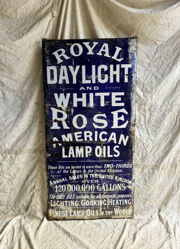 A 6ft tall Victorian enamel advertising sign for lamp oil