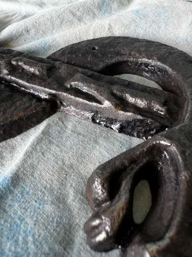 A rare antique cast iron rod of Asclepius apothecary trade sign c.1880
