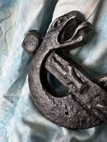 A rare antique cast iron rod of Asclepius apothecary trade sign c.1880
