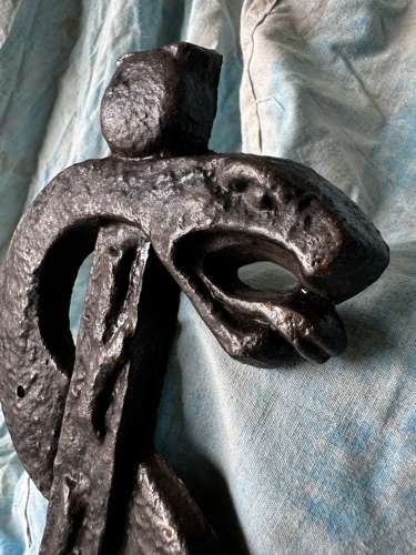 A rare antique cast iron rod of Asclepius apothecary trade sign c.1880