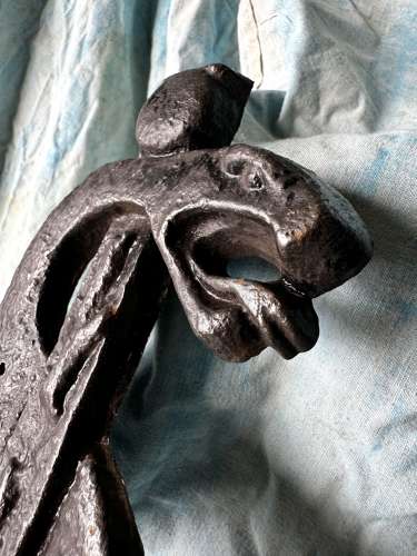 A rare antique cast iron rod of Asclepius apothecary trade sign c.1880