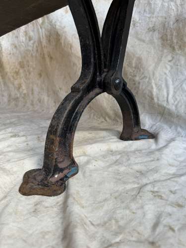 A Victorian swing back pitch pine railway / chapel bench