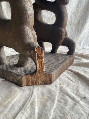 An antique tribal Fon tribe lion throne chair - Benin region