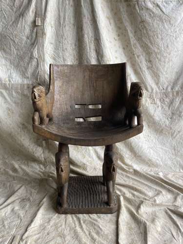 An antique tribal Fon tribe lion throne chair - Benin region