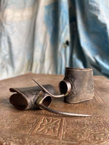 A pair of antique uncommon 19th century cock fighting spurs