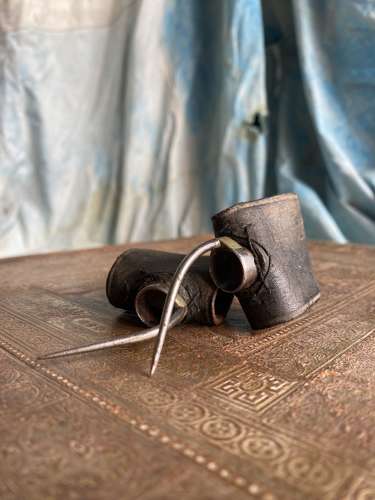A pair of antique uncommon 19th century cock fighting spurs