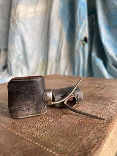 A pair of antique uncommon 19th century cock fighting spurs
