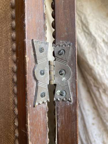 An antique late 19th century taxidermy zebra hide dressing screen