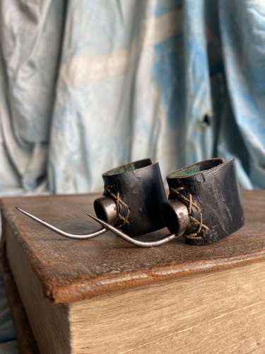 A pair of antique uncommon 19th century cock fighting spurs