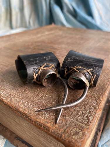 A pair of antique uncommon 19th century cock fighting spurs