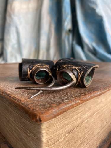 A pair of antique uncommon 19th century cock fighting spurs