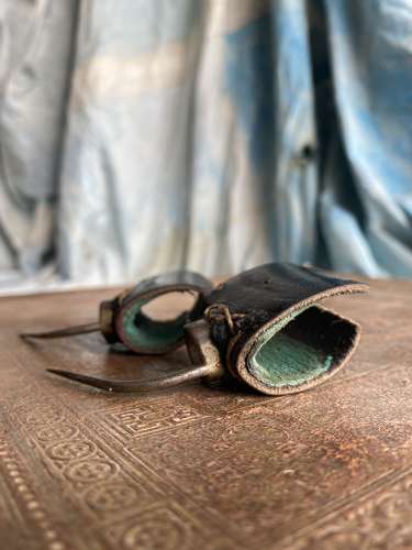 A pair of antique uncommon 19th century cock fighting spurs