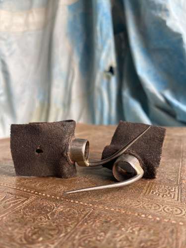 A pair of antique uncommon 19th century cock fighting spurs