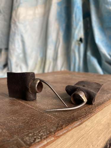 A pair of antique uncommon 19th century cock fighting spurs