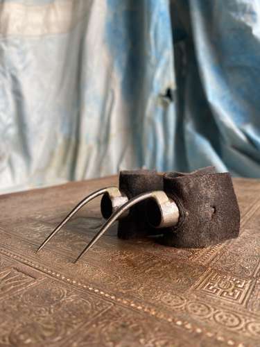 A pair of antique uncommon 19th century cock fighting spurs