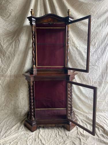 A stunning antique 19th century Italian rosewood display cabinet
