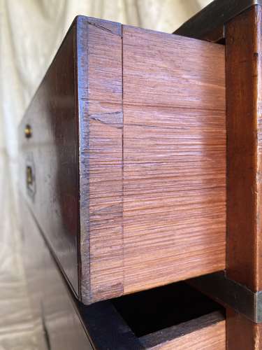 An antique 19th century mahogany campaign chest of drawers