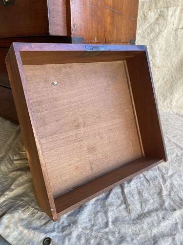 An antique 19th century mahogany campaign chest of drawers
