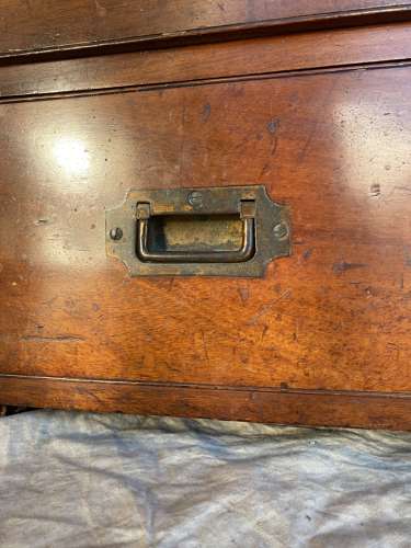 An antique 19th century mahogany campaign chest of drawers