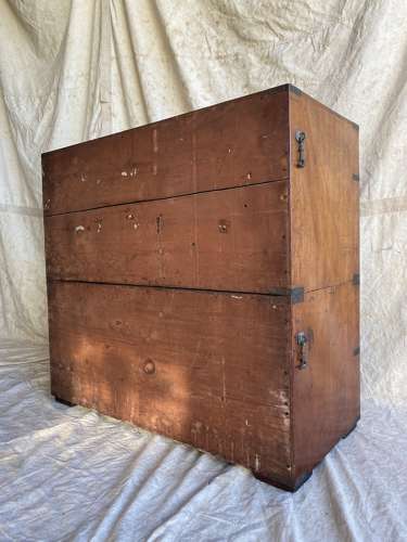 An antique 19th century mahogany campaign chest of drawers