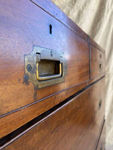 An antique 19th century mahogany campaign chest of drawers