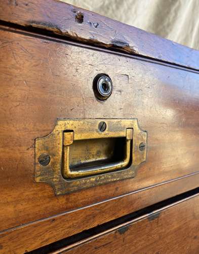 An antique 19th century mahogany campaign chest of drawers