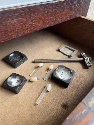 A set of antique Victorian oak dentist's drawers