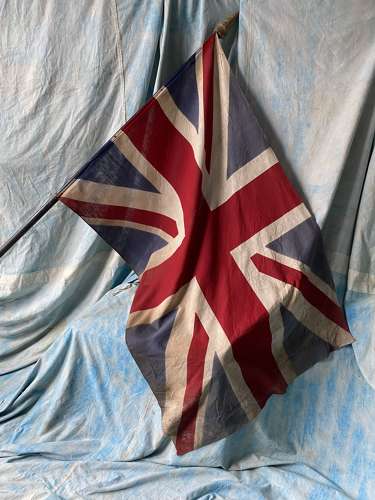 An early 20th century antique union jack flag on pole c.1910