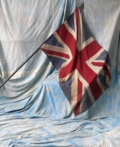 An early 20th century antique union jack flag on pole c.1910