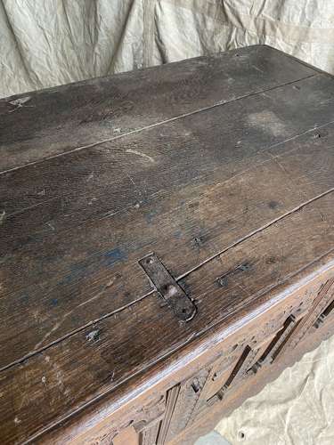 An exceptional antique 18th century oak Italian Cassone wedding chest.