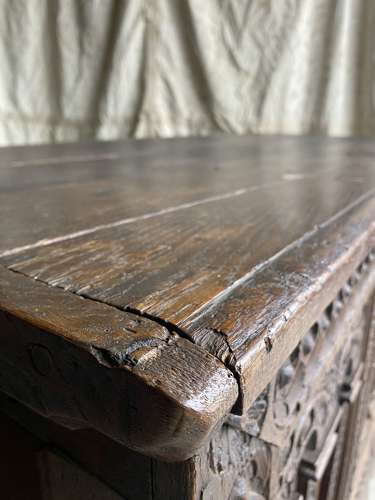 An exceptional antique 18th century oak Italian Cassone wedding chest.